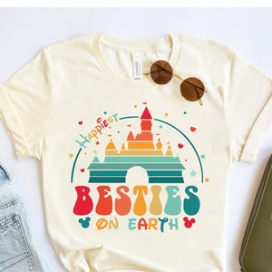 Happiest Besties On Earth Shirt, Disney Castle Best Friends Shirt, Disney Group Shirt, Disney Trip Tee, Disney Colourful Castle Besties Tee