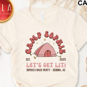 Custom Camp Bachelorette Shirt, The Cabin Crew Hiking Bridal Party Shirt, Mountain Bride Shirt, Summer Camp Tee, Camp Themed Bach Party Gift