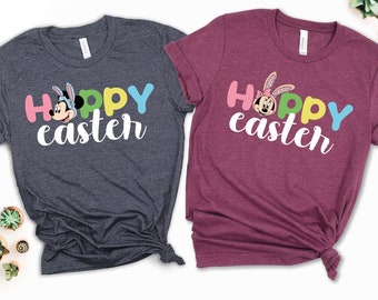 Hoppy Easter Shirt, Mickey And Minnie Hoppy Easter Shirt, Disney Easter Shirt, Disney Family Matching Shirts, Minnie & Mickey Bunny Shirts