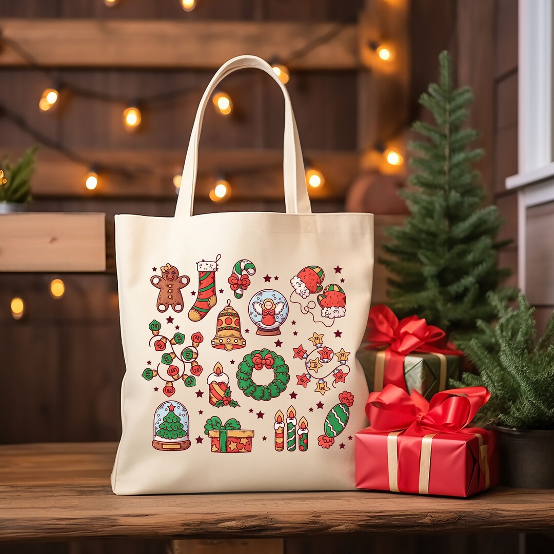 Christmas Present Tote Bags, Family Christmas Gift Bag, Christmas Tote