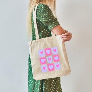 Feminist Tote Bag, Cute Pink Hearts Tote Bag, Empowered Women Tote Bag, Girl Power Feminism Tote, Feminist Gift, Woman Rights Tote Bag