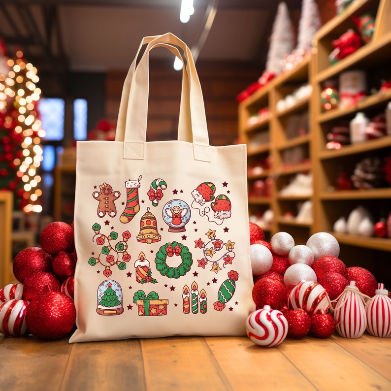 Christmas Present Tote Bags, Family Christmas Gift Bag, Christmas Tote