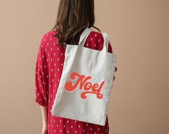 Noel Tote Bag, Christmas Shoulder Bag, Merry Christmas Gift, Xmas Canvas Tote Bag, Eco Friendly Tote Bag, Gift for Her, Winter Bag for Women