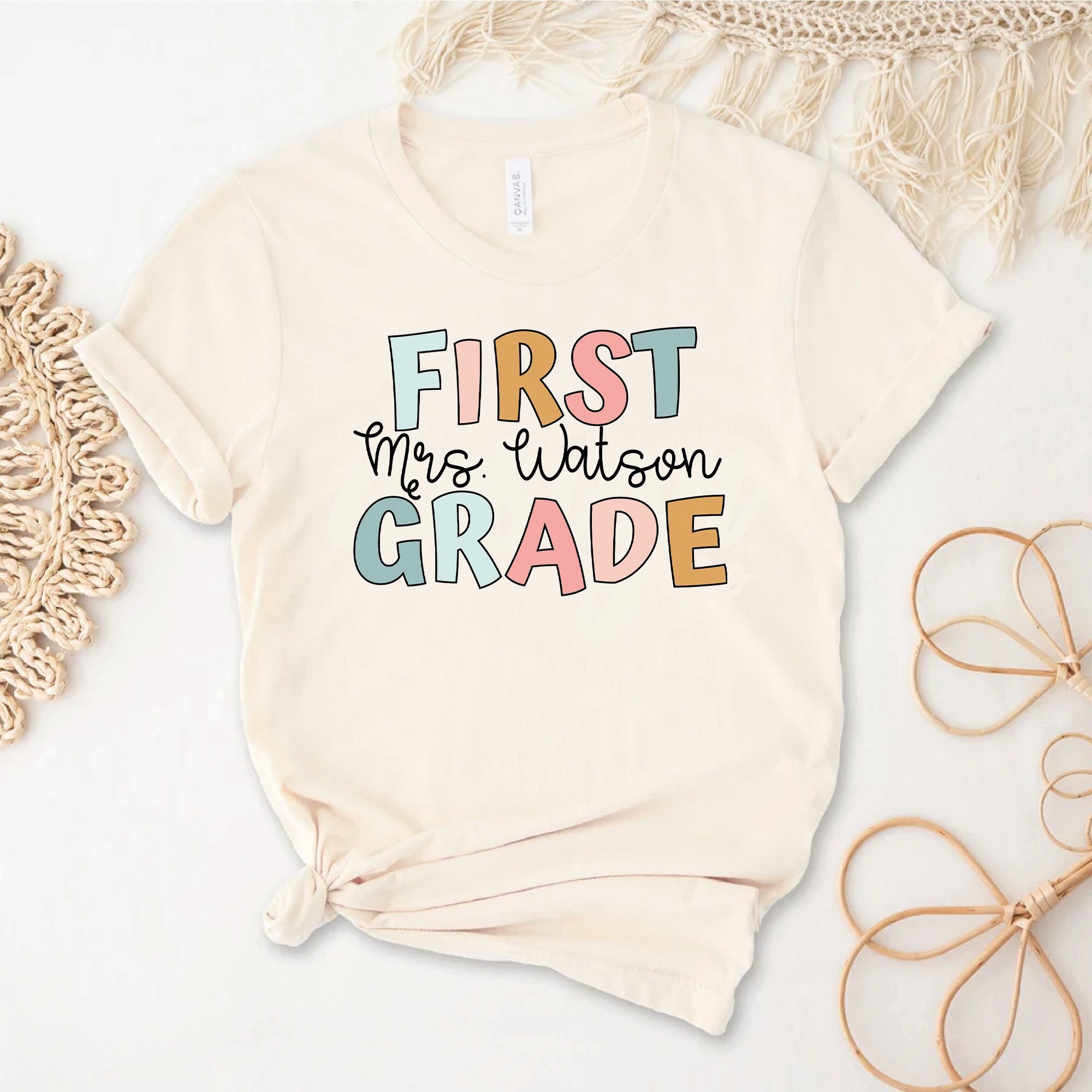 Custom First Grade Teacher Shirt, 1st Grade Teacher Shirt, Personalized Teacher Name Gift, Teacher Appreciation Gift, First Day of School