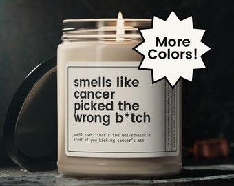 Uplifting Cancer Gift, Gift for Cancer Warrior, Gift for Cancer Patient, Funny Cancer Gift, Kick Cancer's Ass Gift, Cancer Candle for Her