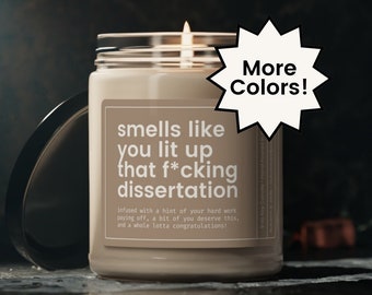 PHD Gift, Funny PHD Candle, Personalized Doctorate Gift, Graduation Candle, Funny Thesis Gift, Phd Gift for Her, Dissertation Gift for Him