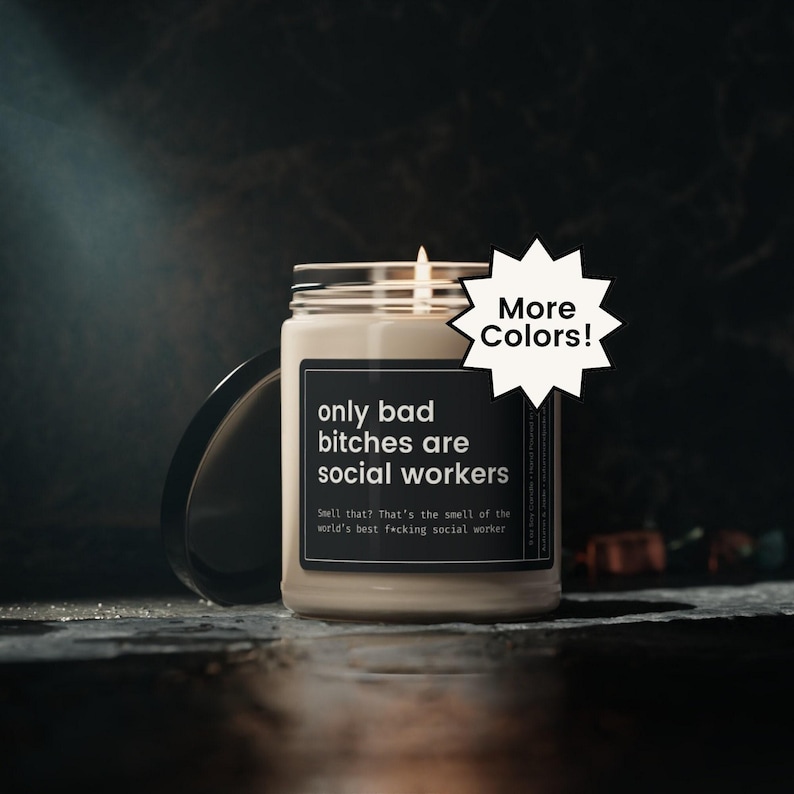 Regalo para trabajador social, vela divertida de trabajador social, regalo divertido de trabajador social, regalo para trabajador social, vela "Solo las malas perras son trabajadoras sociales" imagen 1