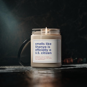 Custom Citizenship Gift, Personalized US Citizen Candle, New Citizen Gift, American Citizenship Test Candle, Gift for New US Citizen