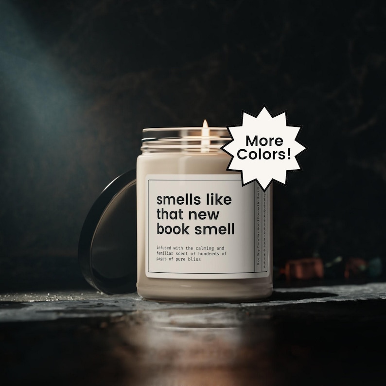 New Book Smell Candle, Gift for Avid Reader, Gift for Book Lover, Author Gift, Reading Candle, Birthday Gift for Reader, Gift for Bookworm image 1