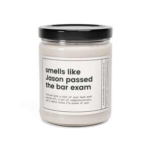 Personalized Bar Exam Gift, Passed Bar Exam Candle, Gift for Passing ...