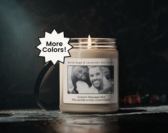 Custom Photo Candle, Valentines Day Gift, Anniversary Gift Boyfriend, Personalized Engagement, Wedding, Birthday Gift for Her, Gift for Him