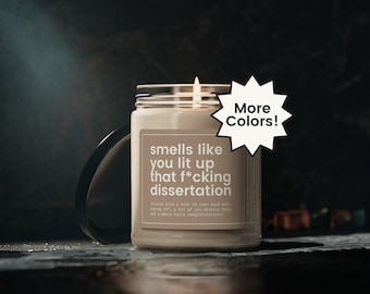 PHD Gift, Funny PHD Candle, Personalized Doctorate Gift, Graduation Candle, Funny Thesis Gift, Phd Gift for Her, Dissertation Gift for Him