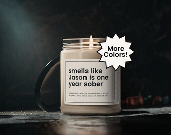 Custom One Year Sober Gift, One Year Sober Candle, 1 Year Sober Gift, Sober Gift for Friend, Sobriety Gift, Personalized Sobriety Candle