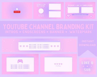Cute Youtube Custom Channel Kit | Intros / Endscreens / Banner ...