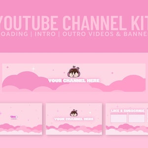 Personalized Kawaii Youtube Channel Kit Intro / Outro / Loading Video ...