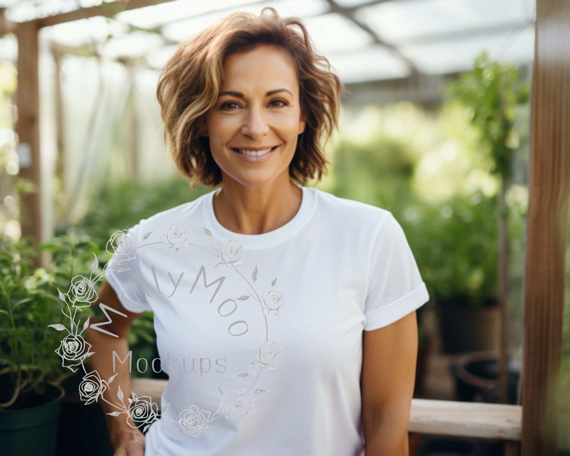 FrauenGärtnerweißes TShirt Mockup, schwarzes BellaSegeltuch 3001