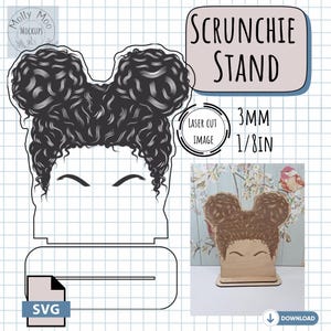 Scrunchie Ständer, Laser Cut Digital Download für Haar Accessoire Ständer, Tragbarer Messy Bun Ständer für Handwerksmessen SVG DOWNLOAD.