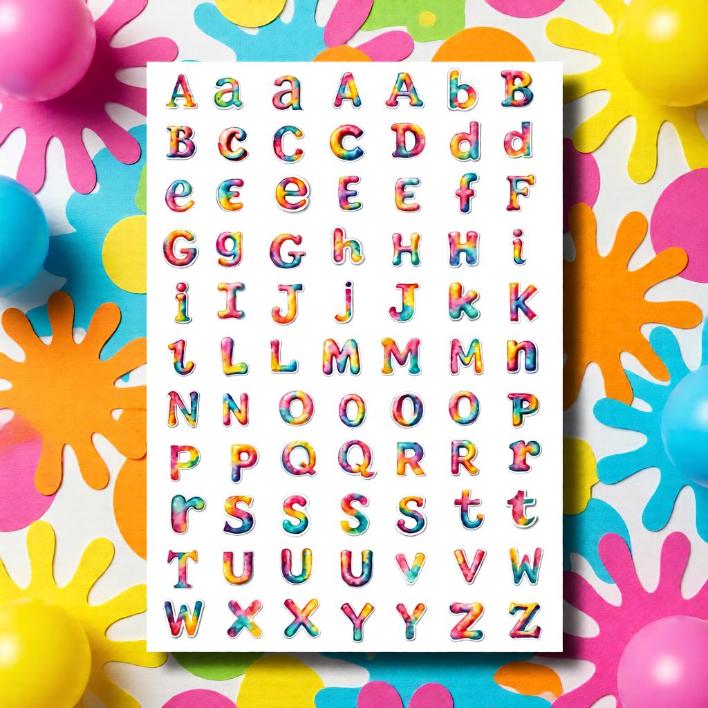 A4 Sticker Sheet 'fun Word Letters Scrapbook - Journal - Colourful ...