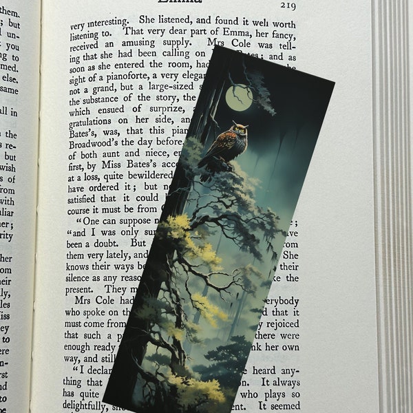 Woodland Owl Perched on a Tree (High Quality Print Bookmark) Unique Gifts for Readers