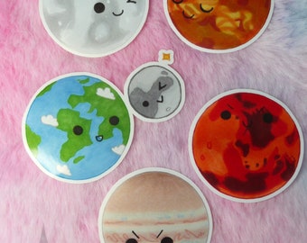 Cute Solar System vinyl stickers