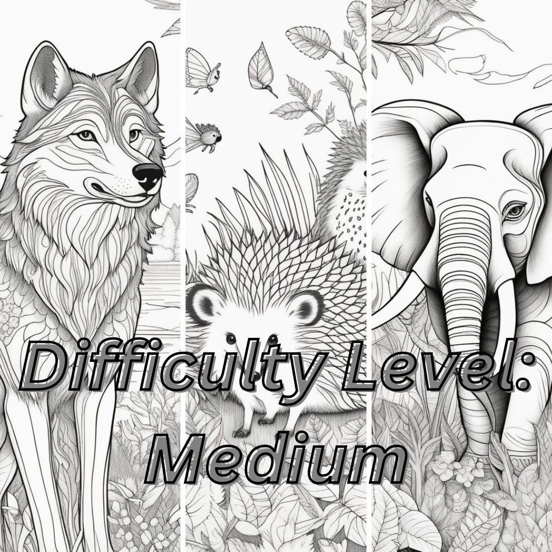 4 Animals Grayscale Coloring Pages Printable Adult Coloring Pages Book