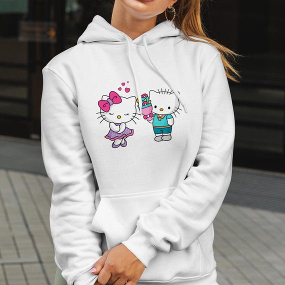 Cartoon Cat Hoodie, Kawaii Hoodie, Playful Character, Cute Cat Sweatshirt, Pastel Graphic, Anime Pullover, Whimsical Design