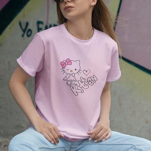 Cute Kitty Unisex T-Shirt, Softstyle Graphic Tee, Kids Birthday Gift, Cat Lover Apparel, Cute Summer Shirt, Anime Fashion