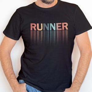 Gradient Runner T Shirt, Fitness Shirt with Bold Typography, Motivational Workout Apparel for Athletes, Gift for Runners