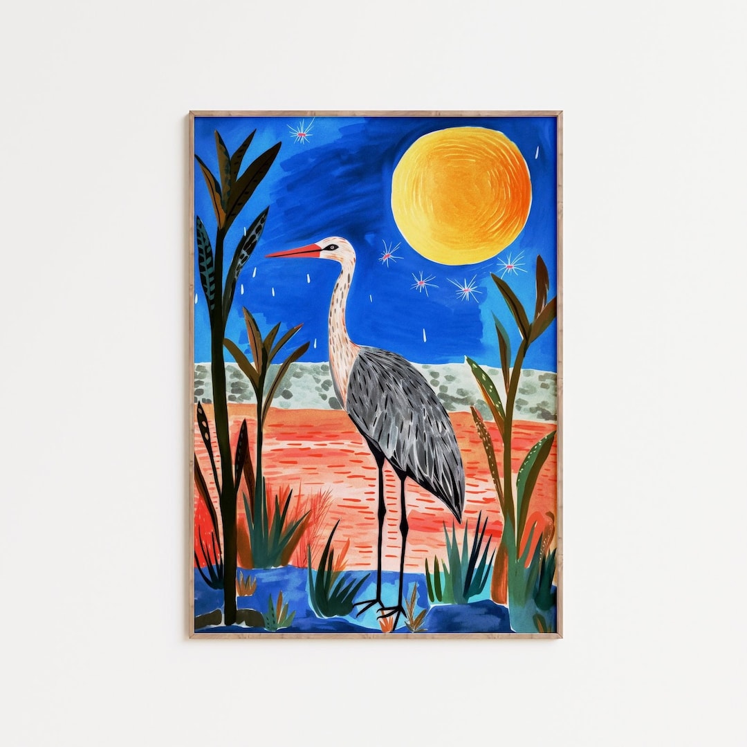 Kids Painting Bedroom Art Print Heron Etsy