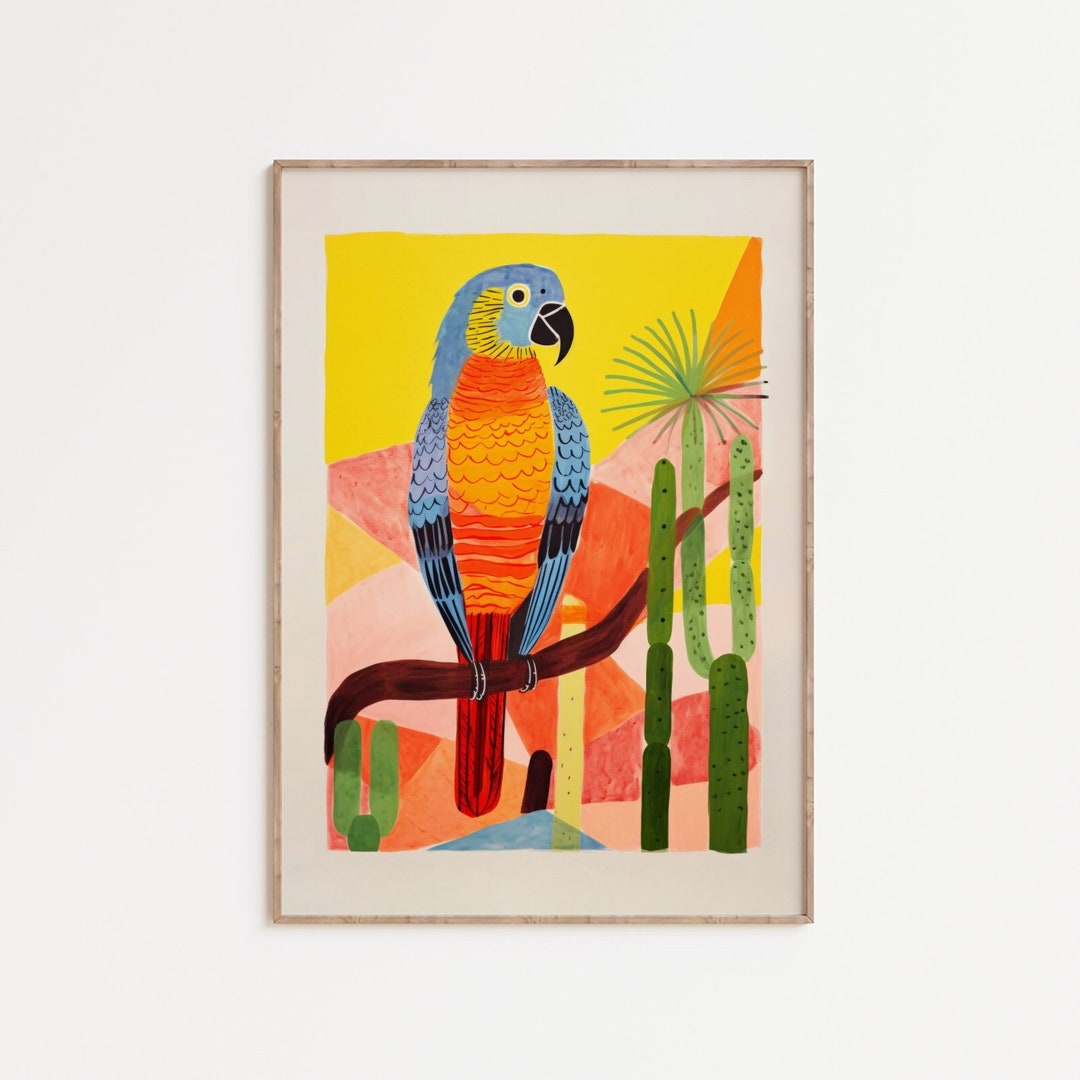 Kids Painting Bedroom Art Print Parrot Etsy