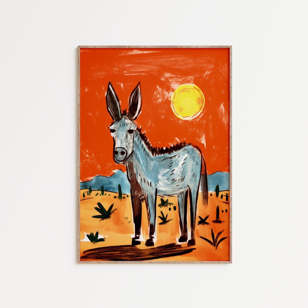 Kids Painting Bedroom Art Print Donkey Etsy