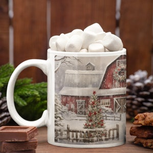 Coffee Lover - Ceramic Mug 11oz - Christmas Farmhouse Red Truck