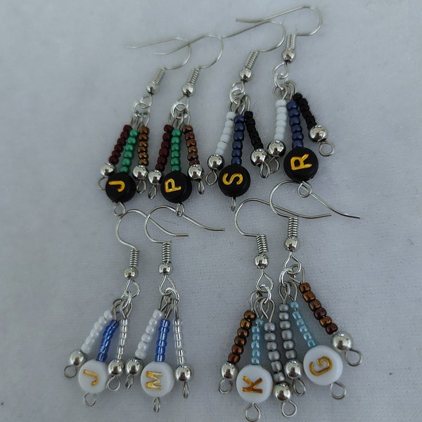 Call of Duty Inspired Dangle Tassel Earrings with Seed Beads and Letter Beads