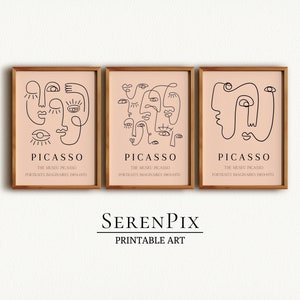 Picasso Line Art Prints: Set of 3, Gallery Wall Decor (Digital Download)