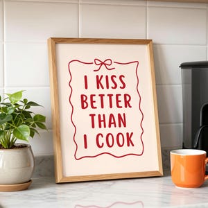 Targa In Metallo Vintage 30x20 Cm - Scritta Divertente 'I Kiss Better Than I Cook' Per Cucina E Bar