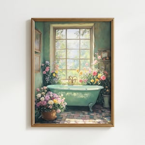 Badewannen Bild: Ein altes modernes Bild mit komplett digitaler Download Bild von Cottagecore