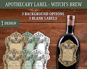 Witch's Brew Potion Label: Vintage Halloween Decor (Digital Download)