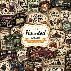 Pacote de Etiquetas para Padaria de Halloween, Conjunto Imprimível de Boticário Gótico, Artigos Decorativos para Cozinha de Bruxa, Etiquetas Assustadoras para Comida (Download Digital)