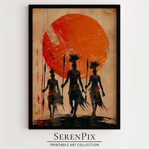 African Warriors Art Print: Bold Ethnic Painting (Digital Download)