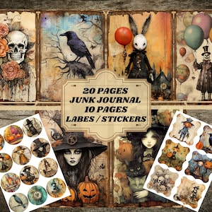 Journal d'Halloween, Papiers d'Halloween, Kit album de scrapbooking, Journal effrayant d'objets indésirables, Feuille PDF d'Halloween, Impressions numériques