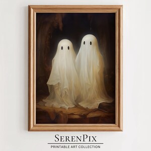 Halloween Ghost Art, Ghost Oil Painting, Vintage Ghost Art, Unique Halloween Art, Printable Spooky Art, Halloween Art Print, Digital Art