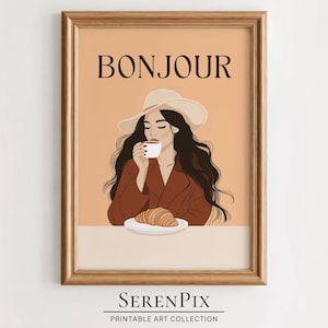 Bonjour Art Print: French Coffee & Croissant (Digital Download)