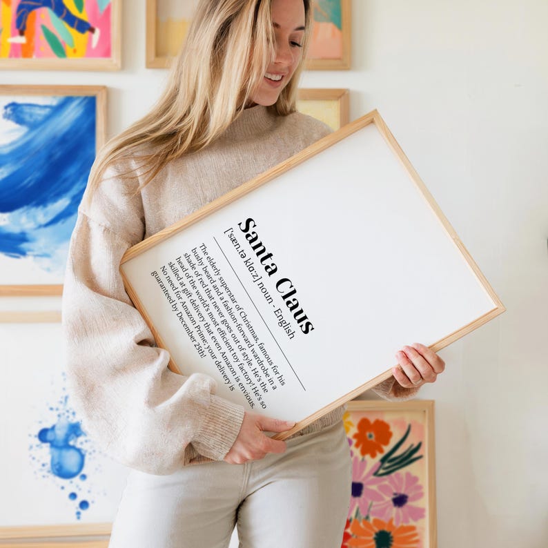Santa Claus Definition Print, Cozy Christmas Decor, Christmas Art Print