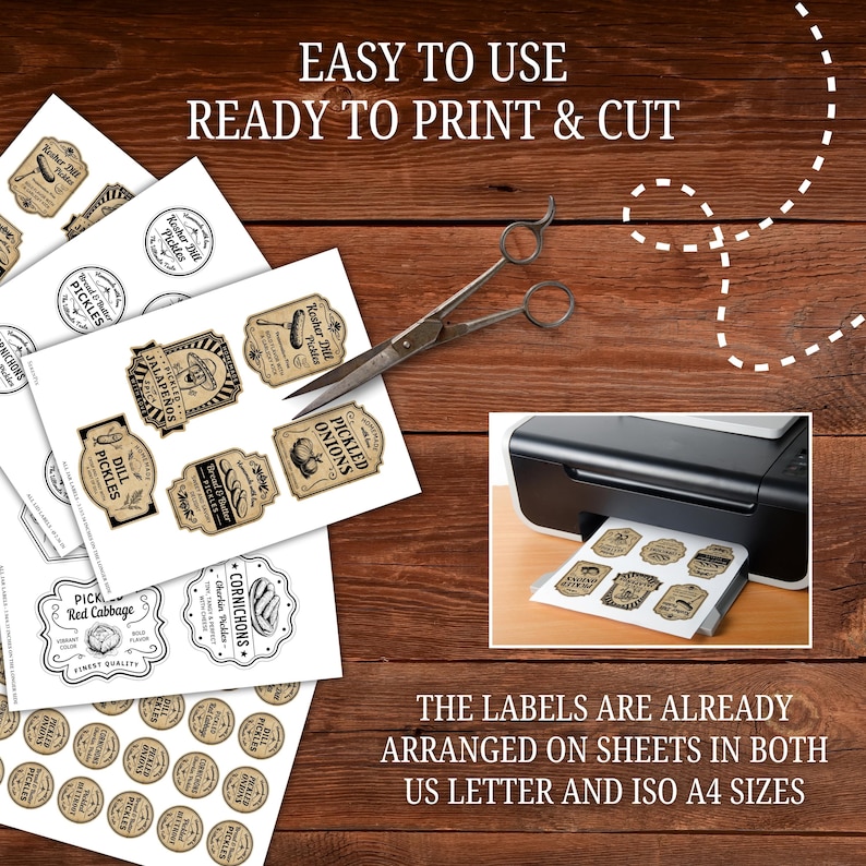 Pickled Labels Pickle Jar Labels: Vintage Printable Canning Labels (digital Download ...