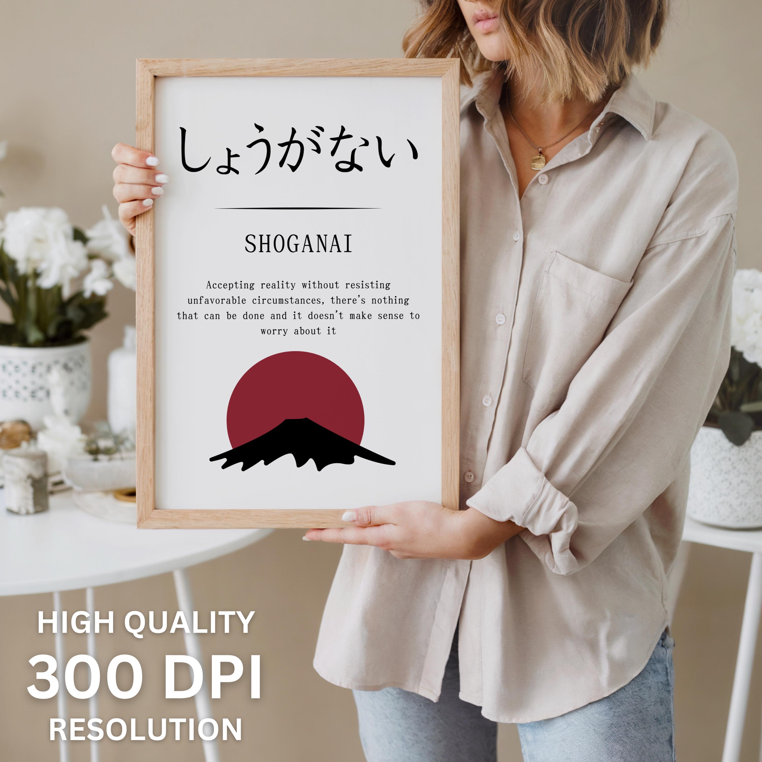 Shoganai Kanji Definition Wall Art, Japanese, Oriental Wall