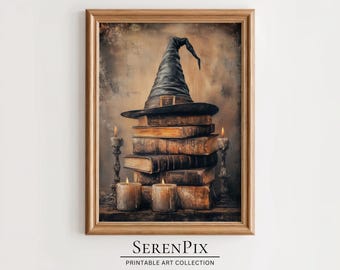 Vintage Witch Hat Art Print: Halloween Witchcore Decor (Digital)