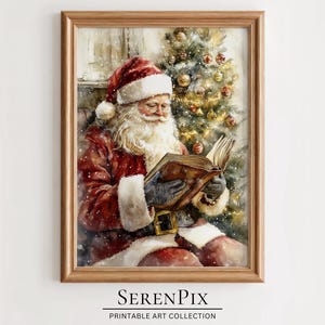 Santa Claus Wall Art, Cozy Christmas Decor, Vintage Santa Claus, Christmas Art Print, Santa Claus Print, Santa Painting, Digital Download