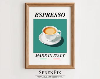 Italian Espresso Art Print: Retro Coffee Poster (Digital Download)