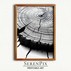 Tree Rings Art Print: Rustic Wood Slice Wall Decor (Digital Download)