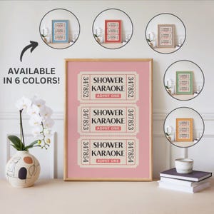 Shower Karaoke Ticket Print: Retro Bathroom Wall Art (Digital Download)